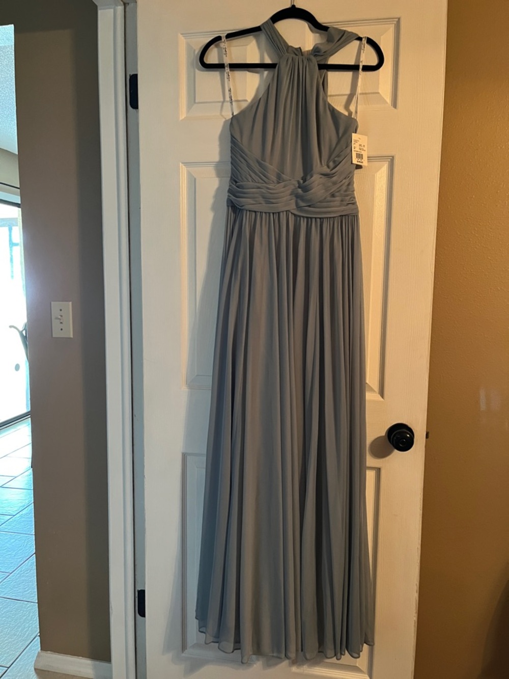 Halter Chiffon Prom Dress in Dusty Gray